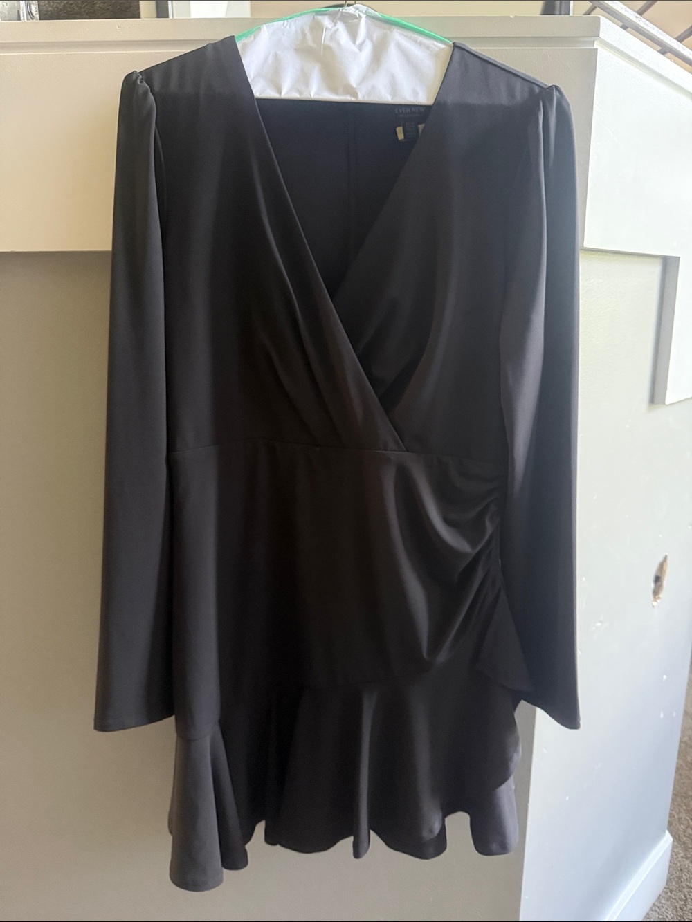 Ever New Black Long-Sleeve Wrap Mini Dress
